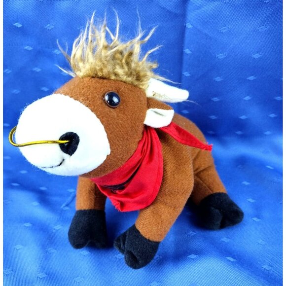 Bull Plush Earnhardt Auto Center 7 In Steer Red Bandanna Western Animal Toy - Picture 1 of 10